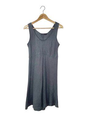 Cut Loose Grey Blue Dot Linen Dress P M Made in USA